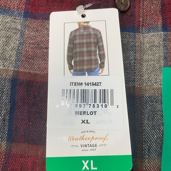 Weatherproof Vintage Men’s Long Sleeve Flannel XXL New With Tags​​​​​​​ - Picture 10 of 12